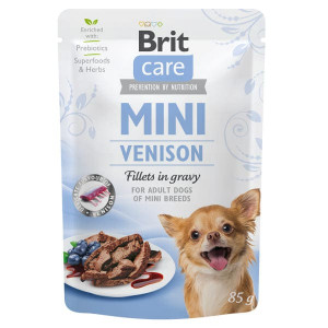 BRIT CARE DOG MINI VENISON FILLETS konservi suņiem Medījums mērcē 85g